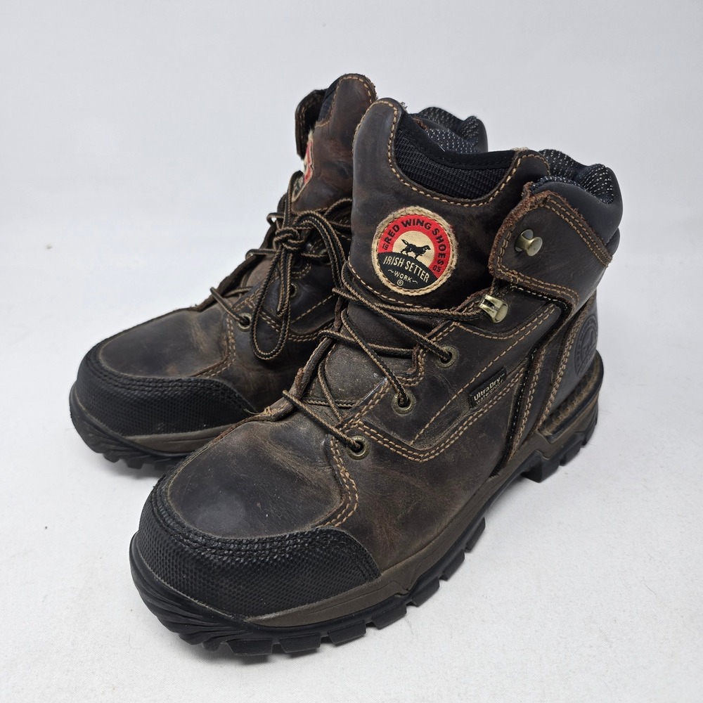 Red Wing Irish Setter Work Boots Women 7.5 Brown UltraDry Waterproo safety toe